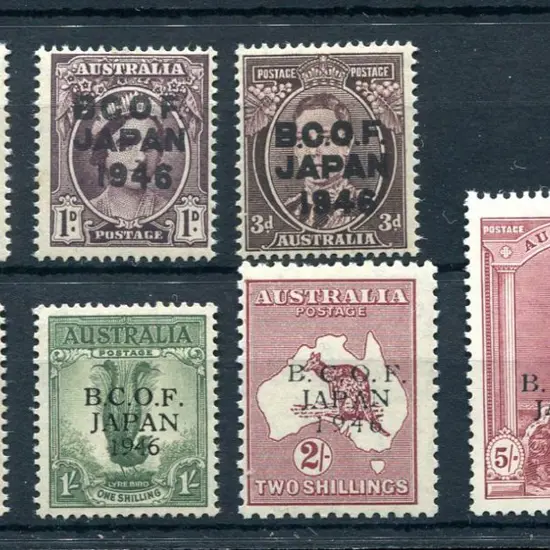 1946 BCOF set of 7 to 5/- Robes on thick paper. ...