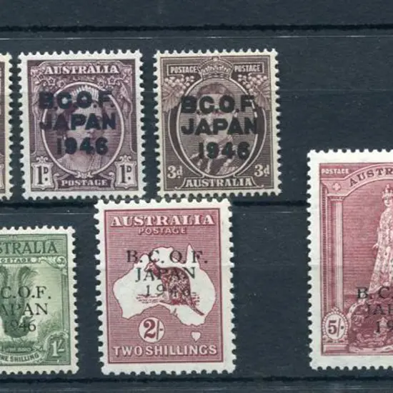 1946 BCOF set of 9 to 5/- Robes on both thick & ...