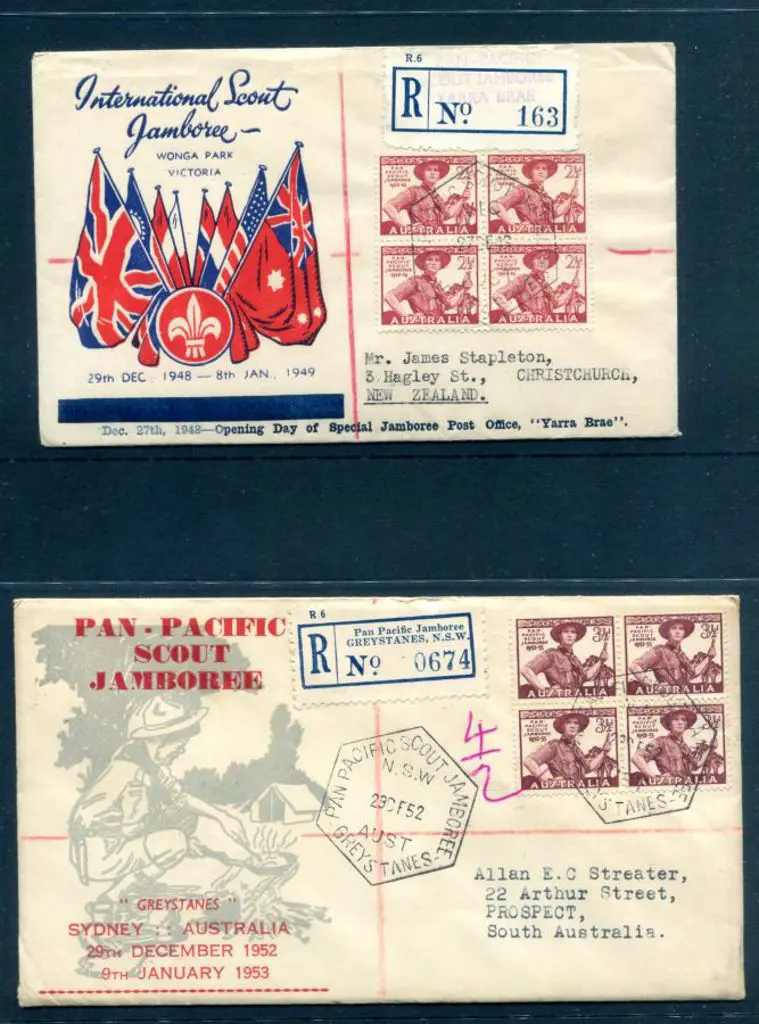 1948 (27th Dec) 2½d & 1952(29th Dec) 3½d Scout ... Image 1++