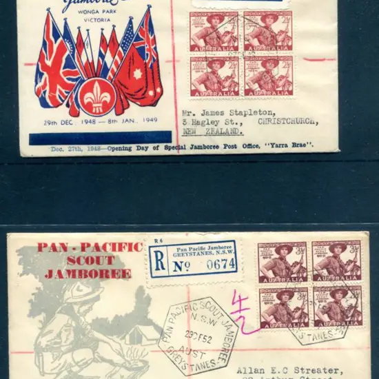 1948 (27th Dec) 2½d & 1952(29th Dec) 3½d Scout ...
