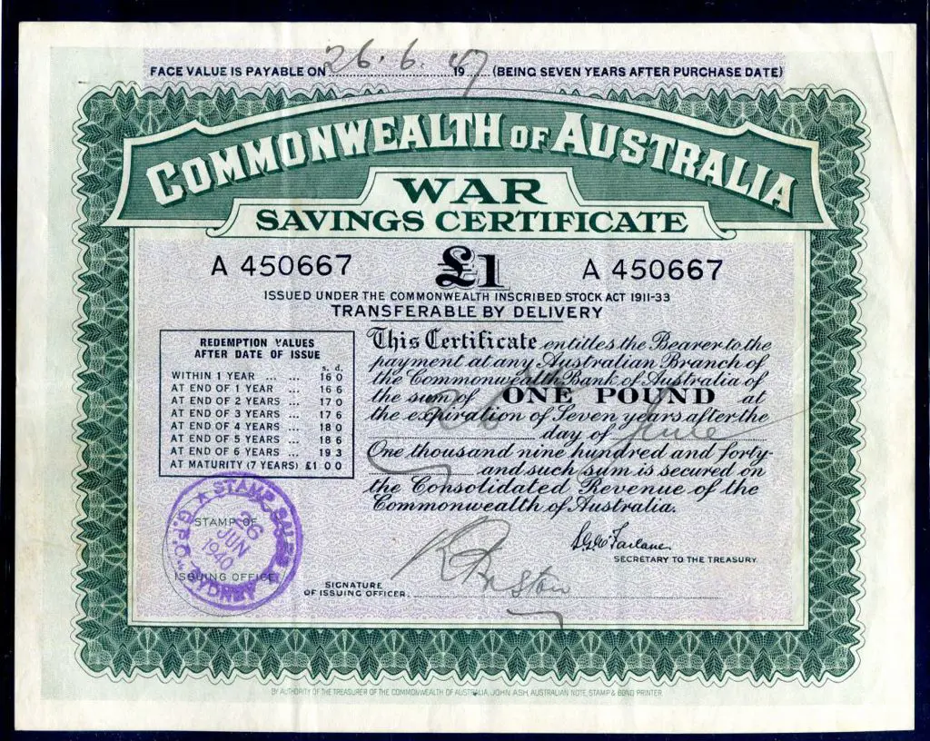 1940 £1 War Savings Certificate with serial number ... Image 1++