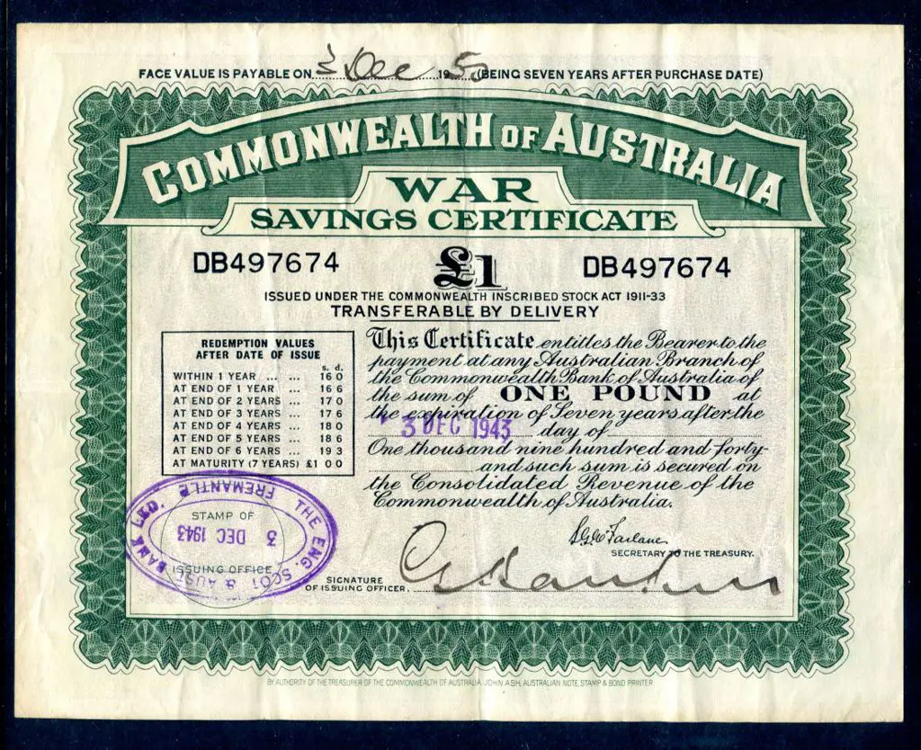 1943 £1 War Savings Certificate for 7 years with ... Image 1++
