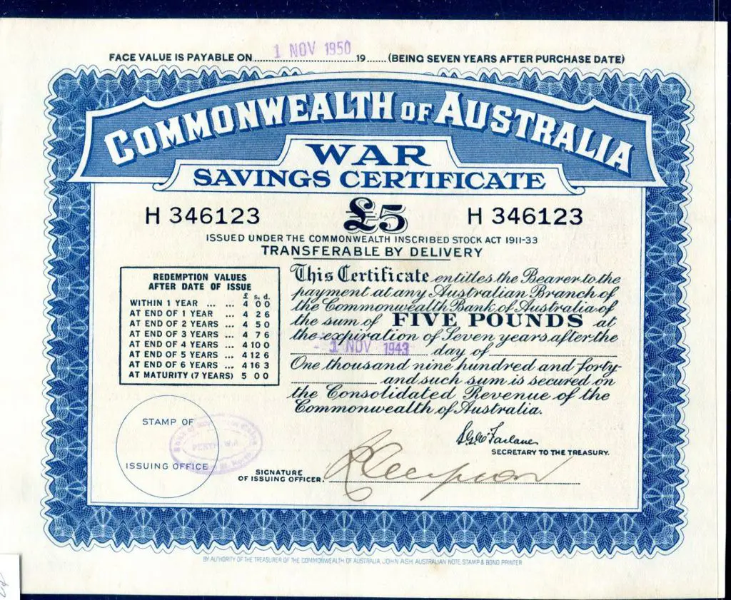 1943 £5 War Savings Certificates for 7 years with ... Image 1++