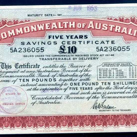 1948 £10 Savings Certificate for 5 years with ...