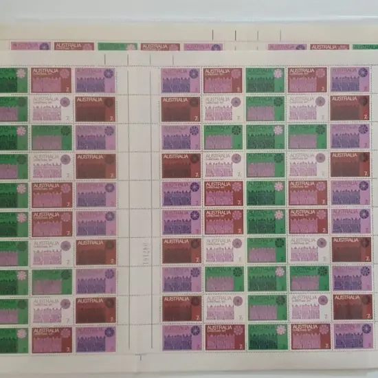 1971 Christmas sheets of 100 in both cream & white ...