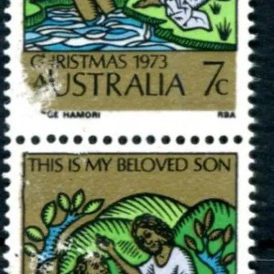 1973 7c Christmas vert pair printed in gummed ...
