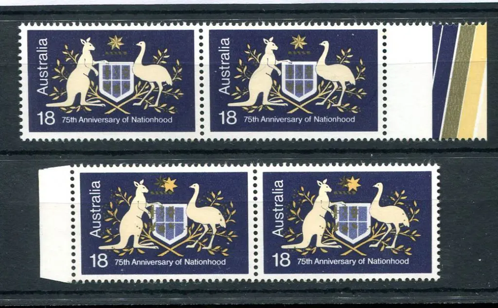 1976 18c Nationhood Die II horiz pair with ... Image 1++