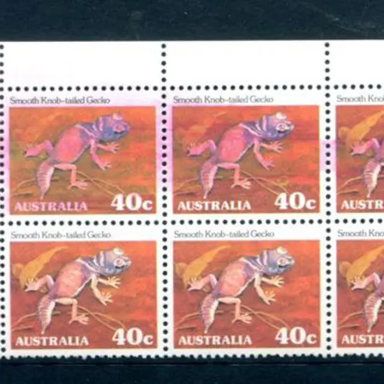 1982 40c Gecko in upper right corner block of 12 ...