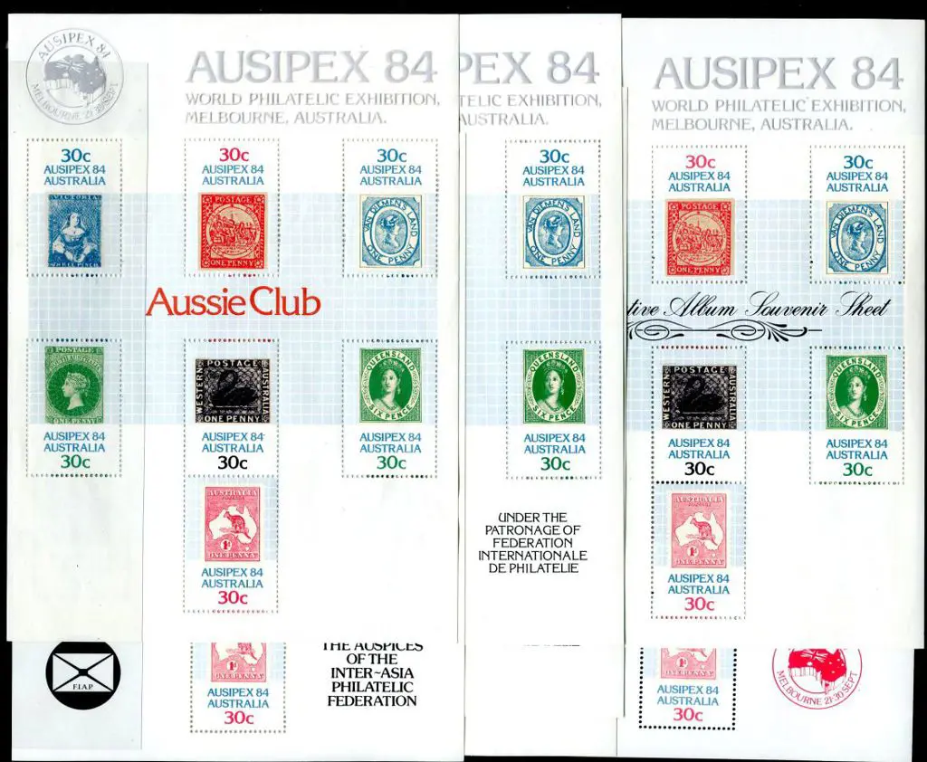 1984 Ausipex Miniature Sheets overprinted "World's ... Image 1++