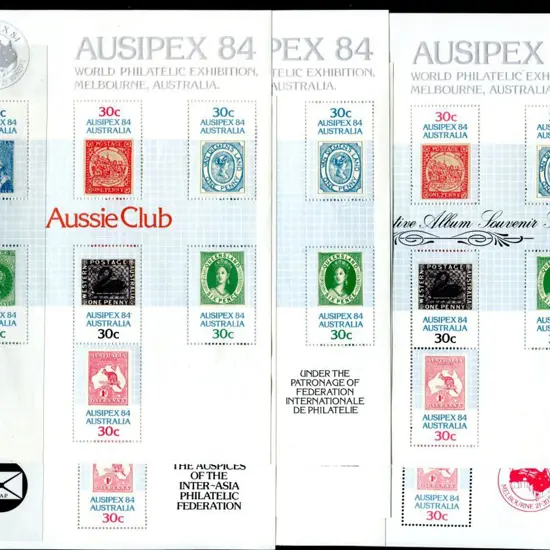1984 Ausipex Miniature Sheets overprinted "World's ...