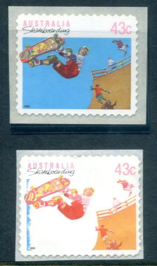 1991 43c Skateboarding from the fifth printing ... Image 1++