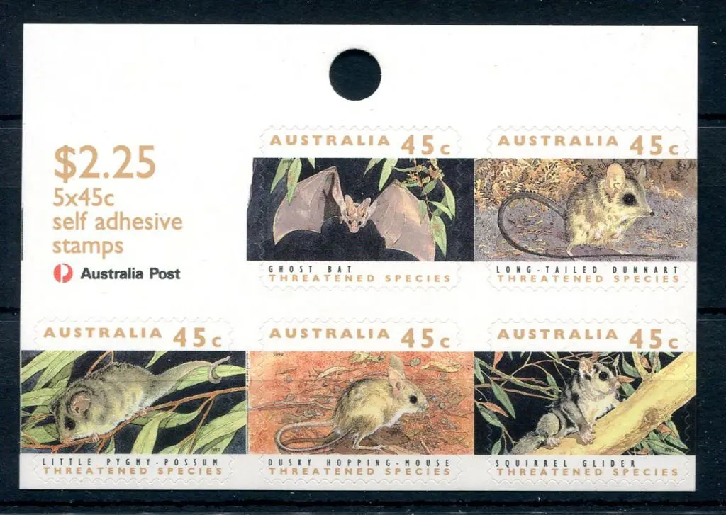 1992 $2.25 Threatened Species S/A hanging sheetlet ... Image 1++