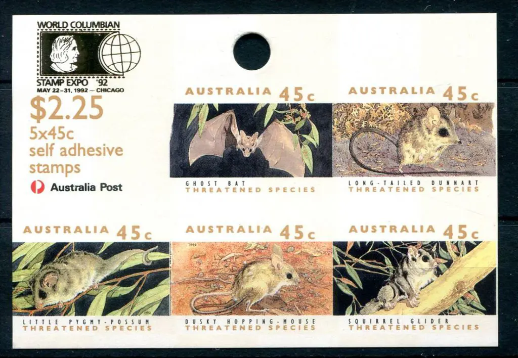 1992 $2.25 Threatened Species S/A hanging sheetlet ... Image 1++
