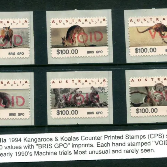 1994 Kangaroos & Koalas Counter Printed Stamps ...