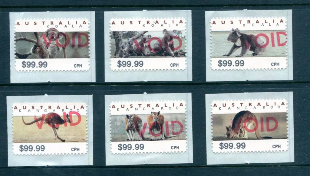 1994 Kangaroos & Koalas Counter Printed Stamps as ... Image 1++