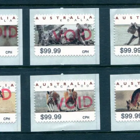 1994 Kangaroos & Koalas Counter Printed Stamps as ...