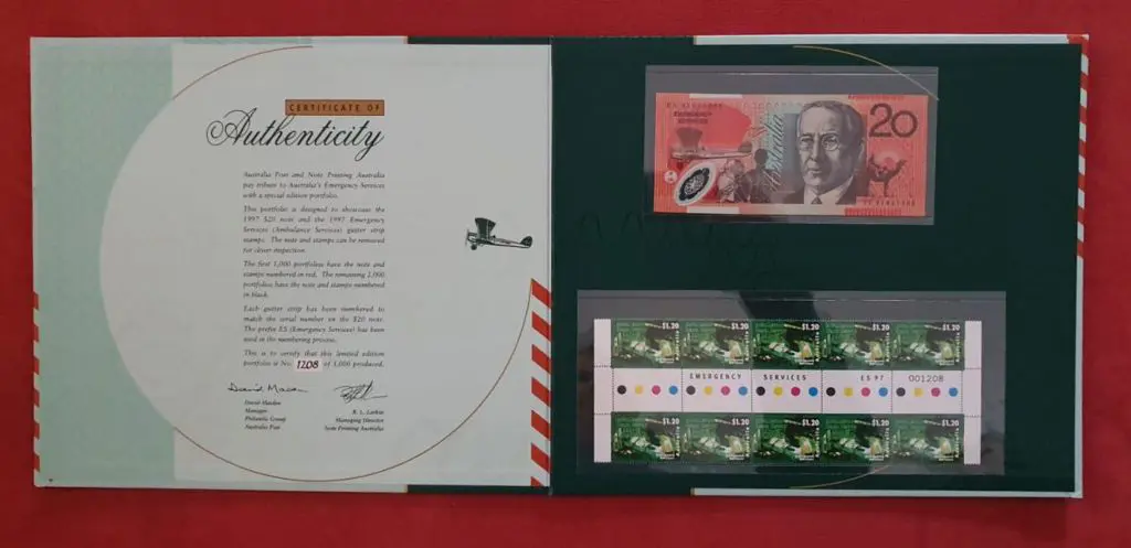 1997 Emergency Services folder with $20 polymer ... Image 1++