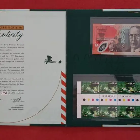 1997 Emergency Services folder with $20 polymer ...
