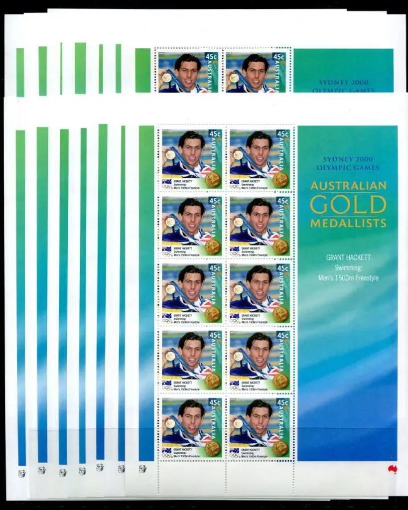 2000 $4.50 Olympic Gold Medallists for Hackett, ... Image 1++