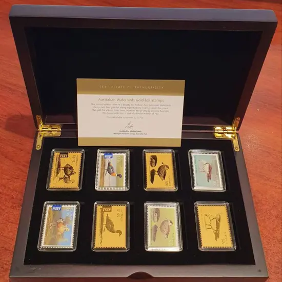 2012 Waterbirds gold foiled box set of stamps. ...
