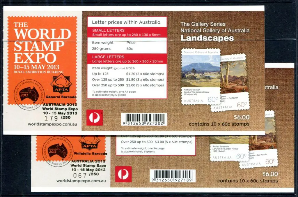 2013 $6 Landscapes S/A booklet pair ovptd ... Image 1++