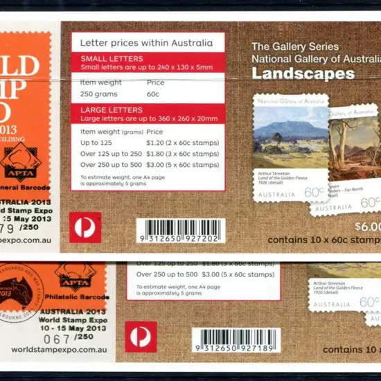 2013 $6 Landscapes S/A booklet pair ovptd ...