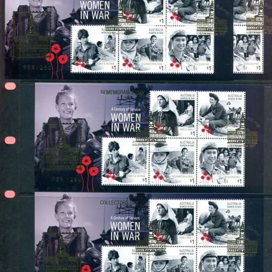 2017 Women in War M/S's overprinted "REMEMBRANCE ...