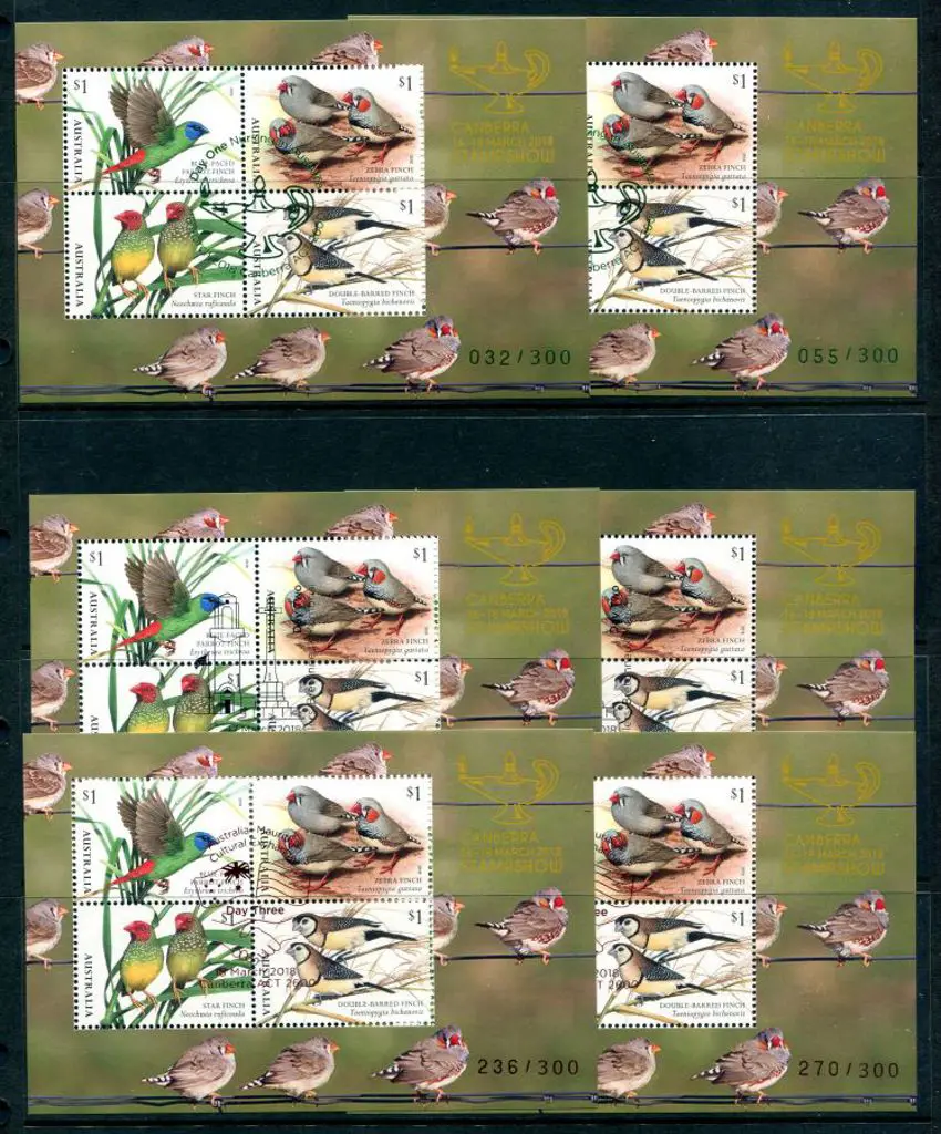 2018 (16th-18th March) Finches set of 3 M/S's for ... Image 1++