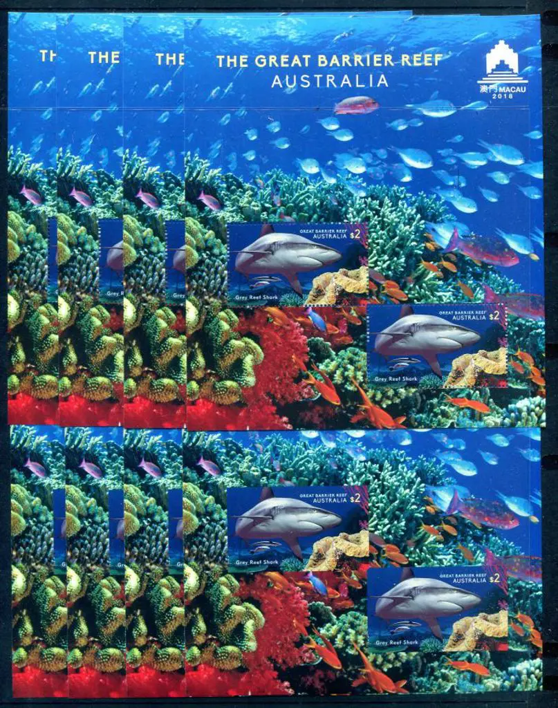 2018 $4 Barrier Reef Macau 2018 large Exhib M/S ... Image 1++