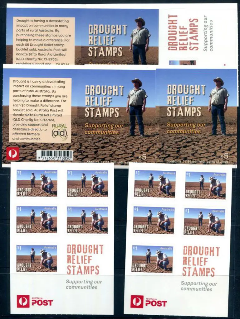 2018 $5 Drought Relief Charity S/A panes with $1 x ... Image 1++