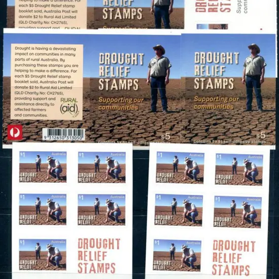 2018 $5 Drought Relief Charity S/A panes with $1 x ...