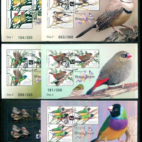 2018 (28th Nov-3rd Dec) Finches embellished set of ...