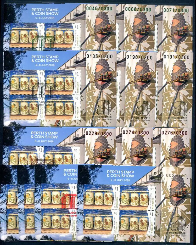 2018 Silos M/S sets of 3 for "Perth Stamp & Coin ... Image 1++