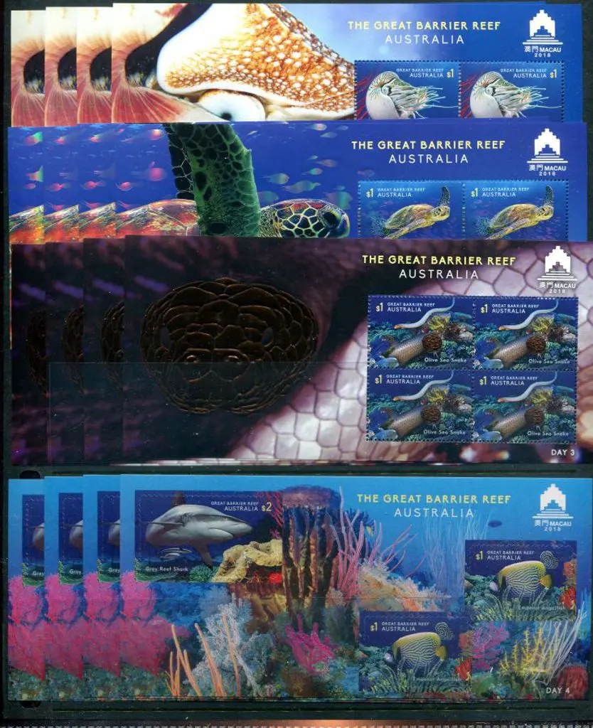 2018 The Great Barrier Reef set of 4 embellished ... Image 1++