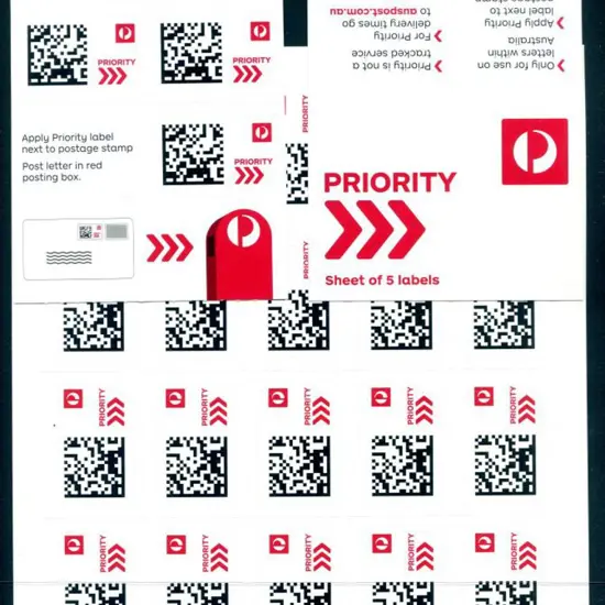 2022 "Priority" S/A labels with QR code & Aust ...