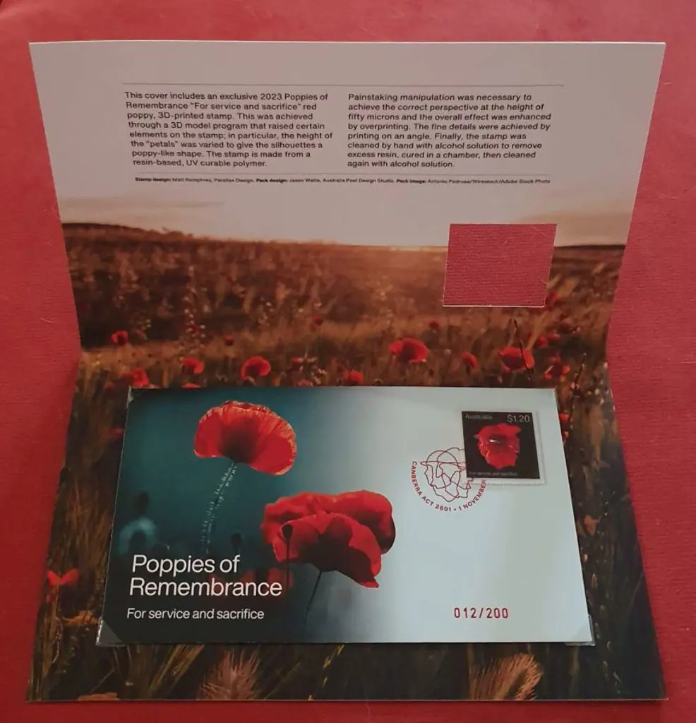 2023 (1st Nov) "Poppies of Remembrance" 3D Stamp ... Image 1++