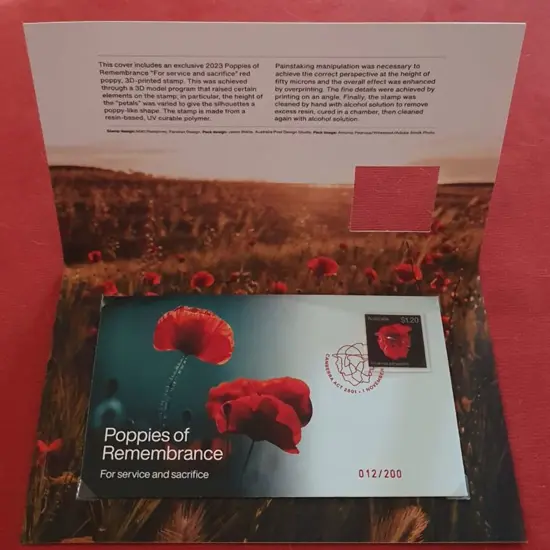 2023 (1st Nov) "Poppies of Remembrance" 3D Stamp ...