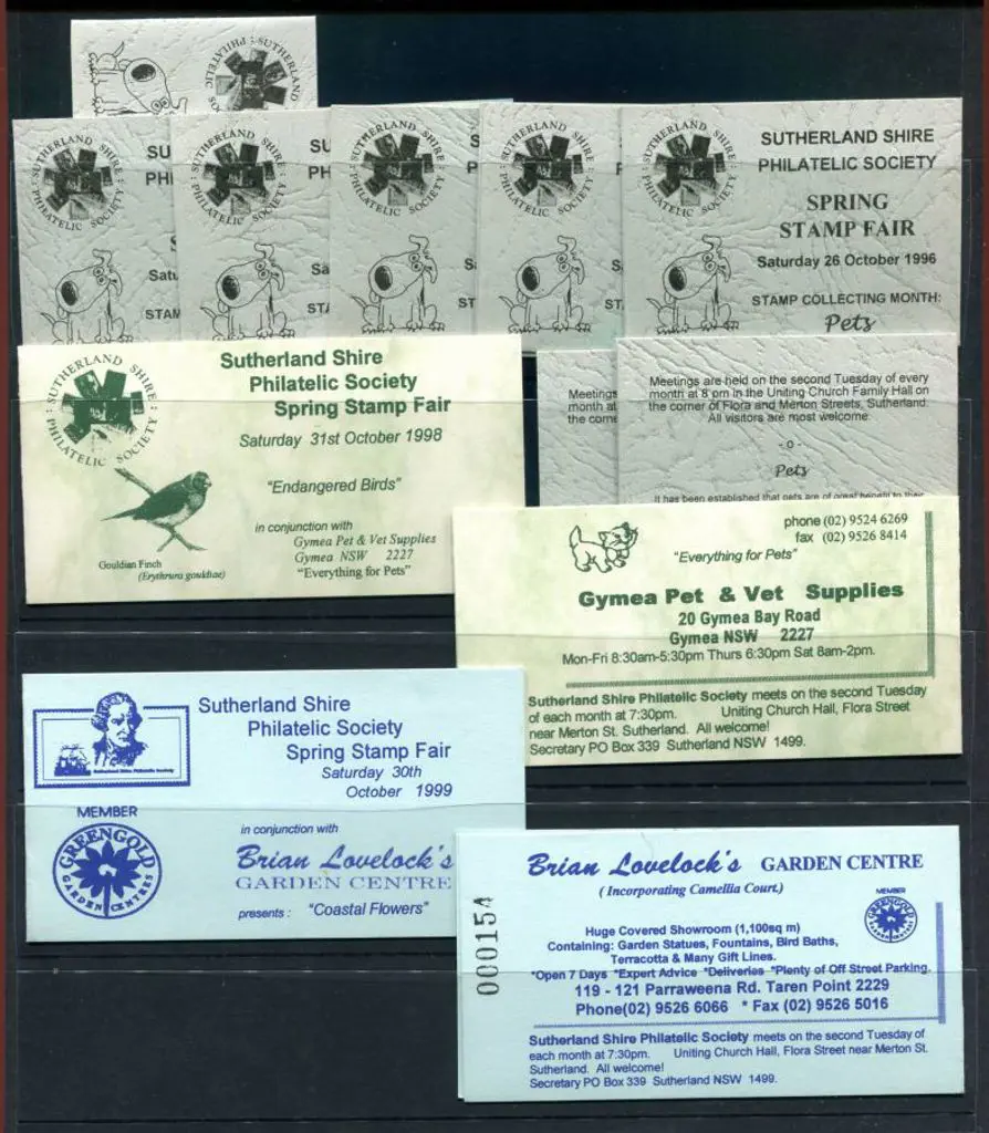 1996, 1998 & 1999 Sutherland Shire Philatelic ... Image 1++