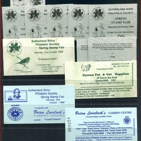 1996, 1998 & 1999 Sutherland Shire Philatelic ...