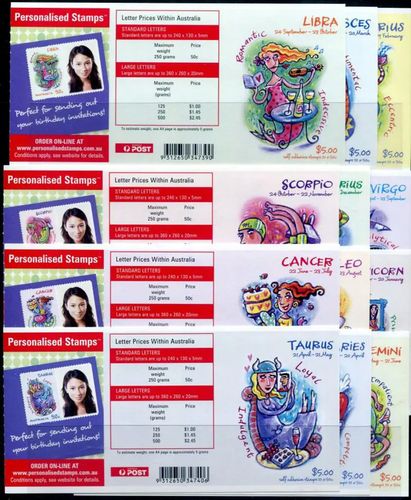 2007 $5 Signs of the Zodiac S/A booklets complete ... Image 1++