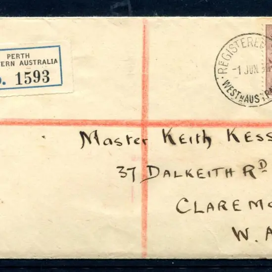 1932 (1st Jun) 6d kookaburra on plain Registered ...