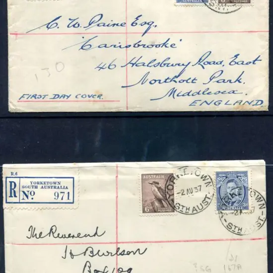 1937 (2nd Aug) 3d KGVI Die I & 6d kookaburra on 2 ...