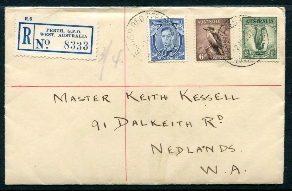 1937 (2nd Aug) KGVI 3d blue, 6d kookaburra & 1/- ... Image 1++