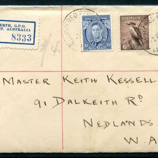 1937 (2nd Aug) KGVI 3d blue, 6d kookaburra & 1/- ...