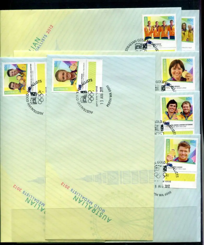 2012 Olympic Gold Medallist FDC sets of 7 x 2 on ... Image 1++
