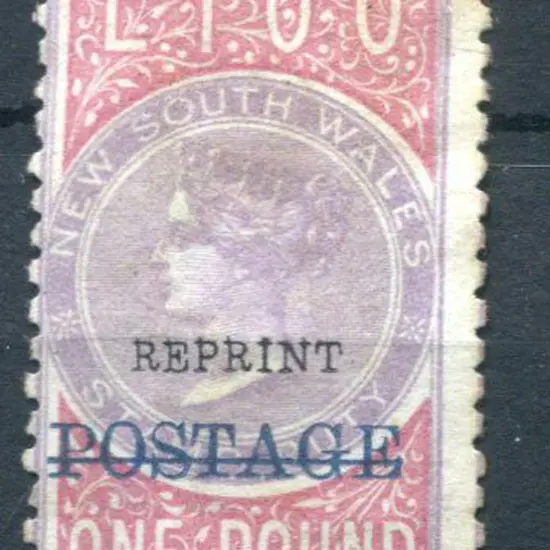 1885/86 £1 rose-lilac & claret with "POSTAGE" ovpt ...