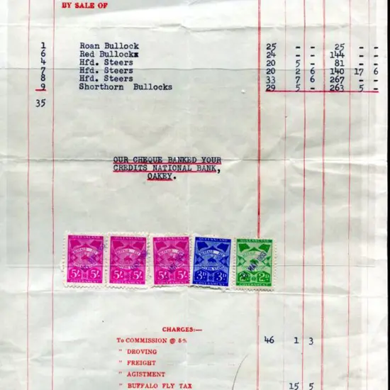 1941 5/- x3, 3d & 2d Buffalo Fly Control Revenues ...