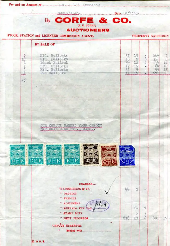 1941 10/-, 1/- x 4, 6d & 3d Buffalo Fly Control ... Image 1++