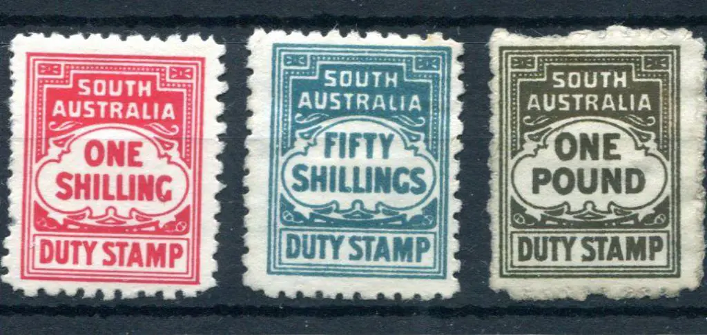 1916 1/-, 50/- & £1 "Duty Stamps" in different ... Image 1++