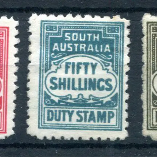 1916 1/-, 50/- & £1 "Duty Stamps" in different ...